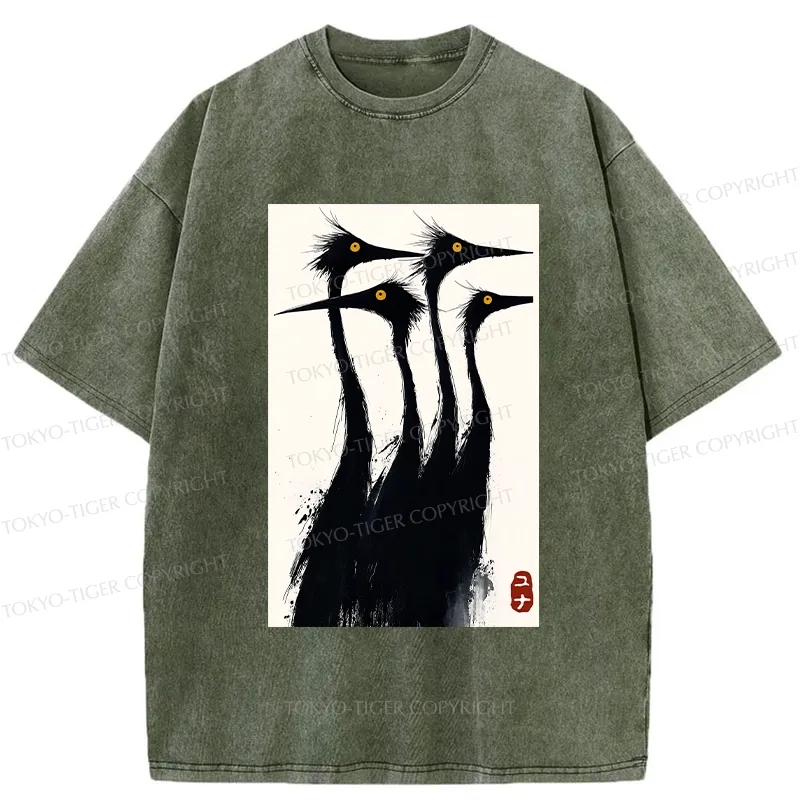 Tokyo-Tiger Vintage Japanese Crane Washed T-Shirt
