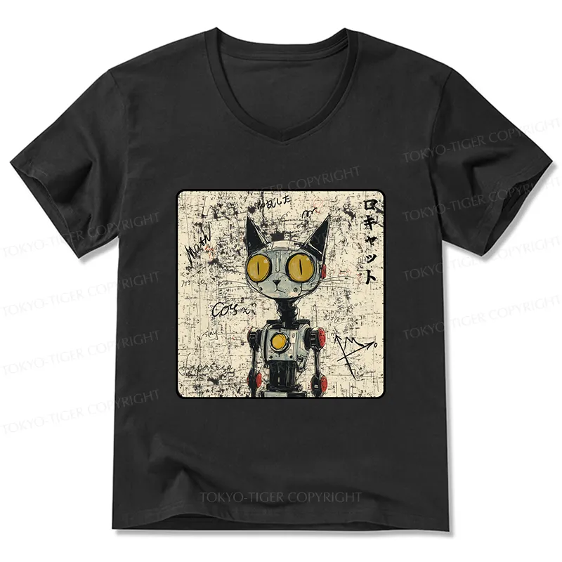 Tokyo-Tiger Robot Cat V-Neck Classic T-Shirt Sale