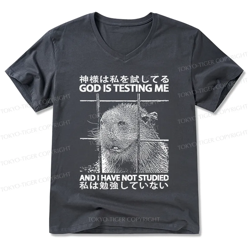 Tokyo-Tiger God Is Testing Me V-Neck Classic T-Shirt