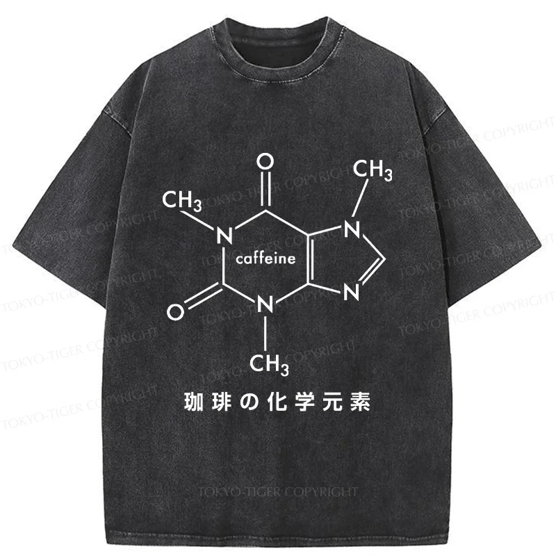 Tokyo-Tiger Chemical Elements Of Coffee Washed T-Shirt