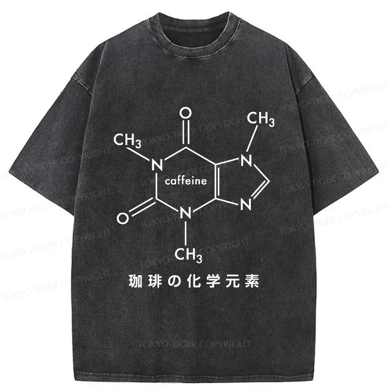 Tokyo-Tiger Chemical Elements Of Coffee Washed T-Shirt