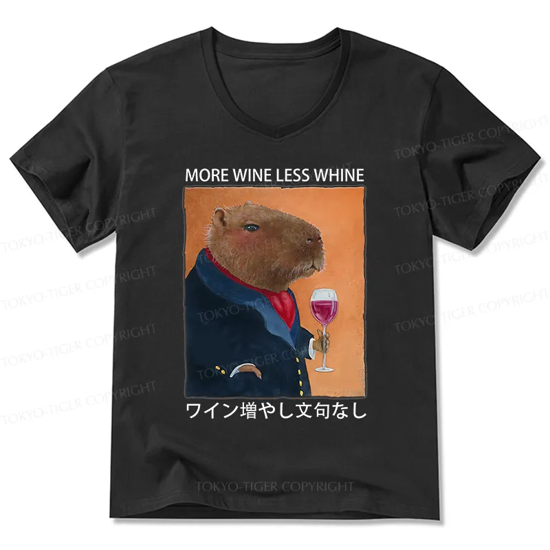 Tokyo-Tiger Capybara More Wine Less Whine V-Neck Classic T-Shirt Sale