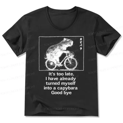Tokyo-Tiger Funny Capybara Riding A Bicycle V-Neck Classic T-Shirt
