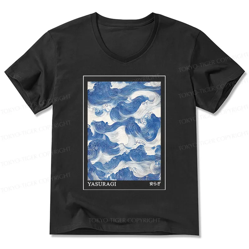 Tokyo-Tiger Japanese Retro Art Wave V-Neck Classic T-Shirt Sale