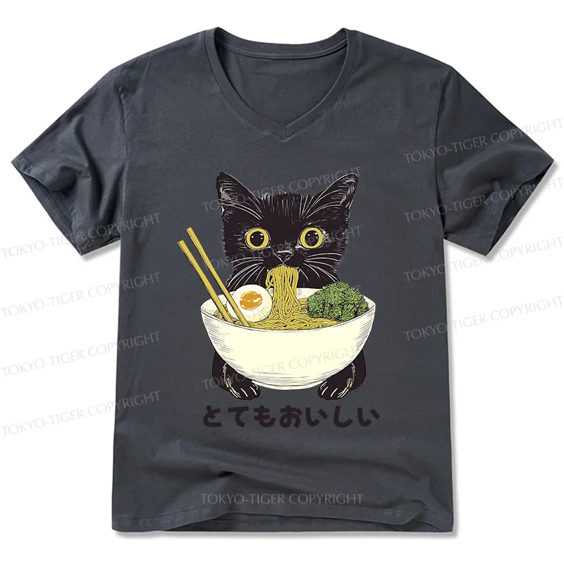 Tokyo-Tiger Ramen Lover Cute Cat V-Neck Classic T-Shirt