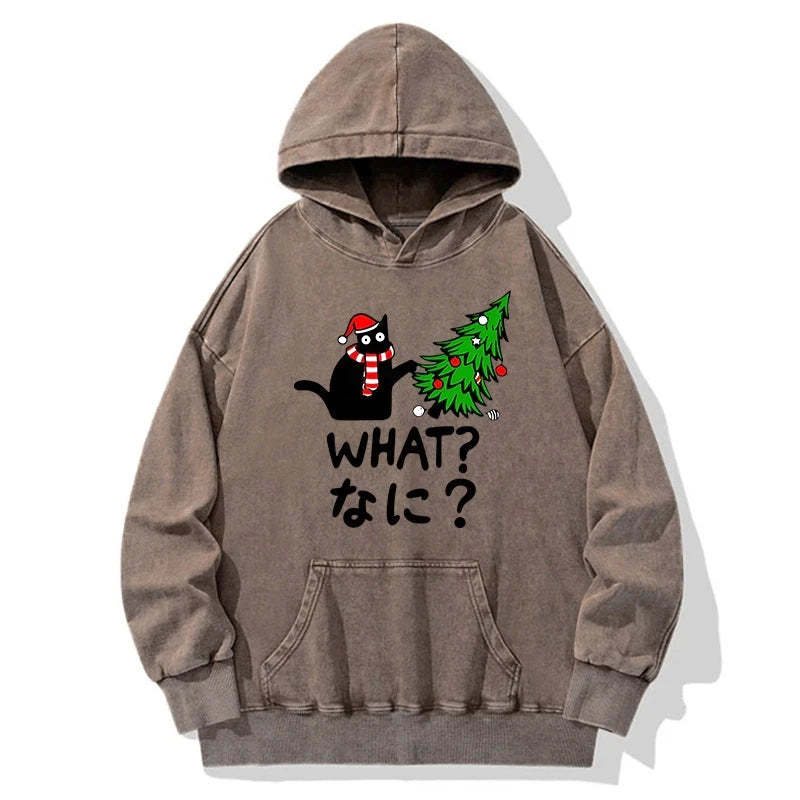 Tokyo-Tiger Naughty Cat Christmas Washed Hoodie