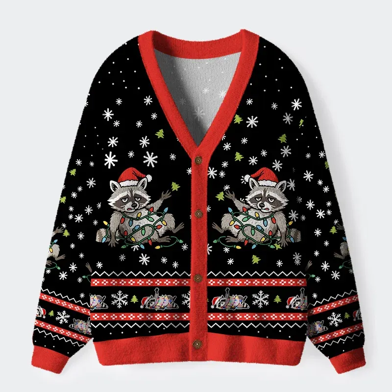 Tokyo-Tiger Unlucky Raccoon Ugly Cardigan Sweater