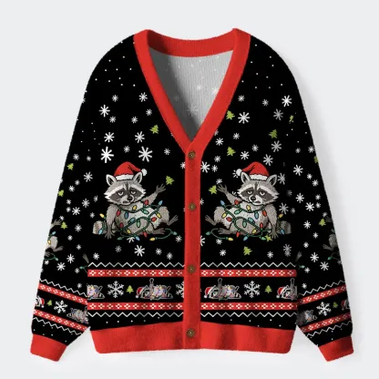 Tokyo-Tiger Unlucky Raccoon Ugly Cardigan Sweater