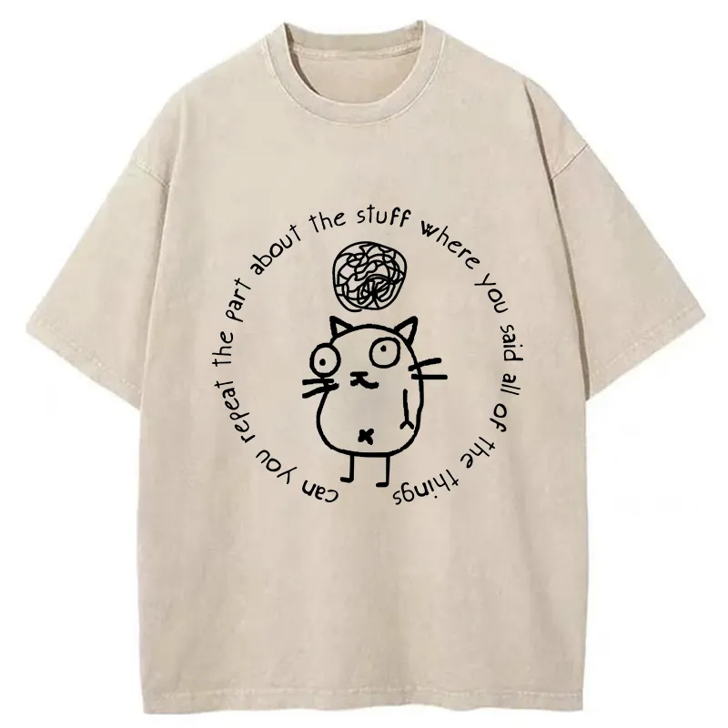 Tokyo-Tiger ADHD Cat Funny Meme Washed T-Shirt