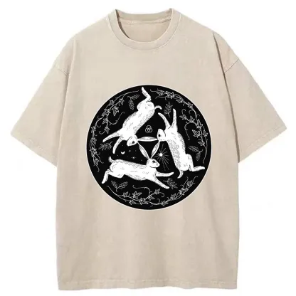 Tokyo-Tiger Three Hares Triple Rabbits Washed T-Shirt