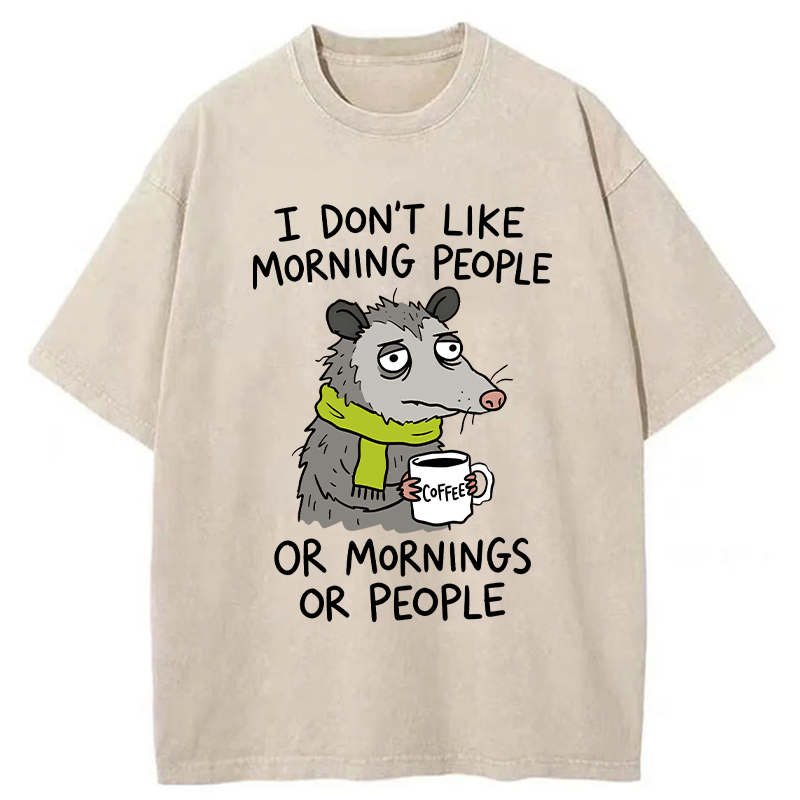 Tokyo-Tiger Opossums Hate Mornings Washed T-Shirt
