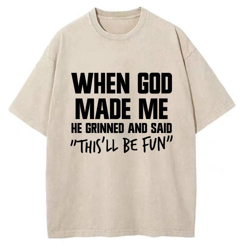 Tokyo-Tiger God Made Me Funny Washed T-Shirt