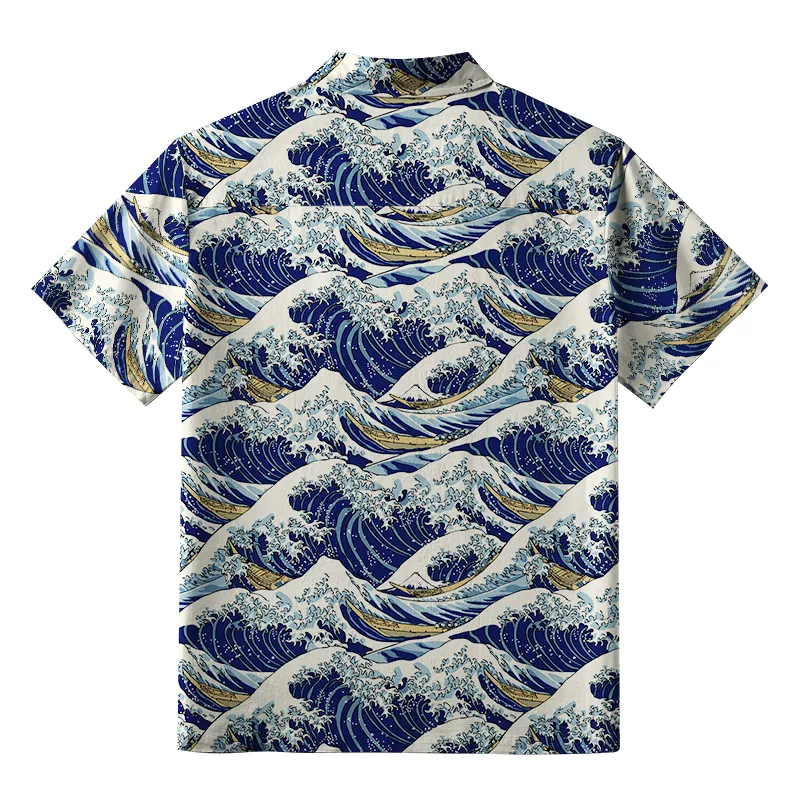 Tokyo-Tiger Japanese Great Wave Button-up Shirt
