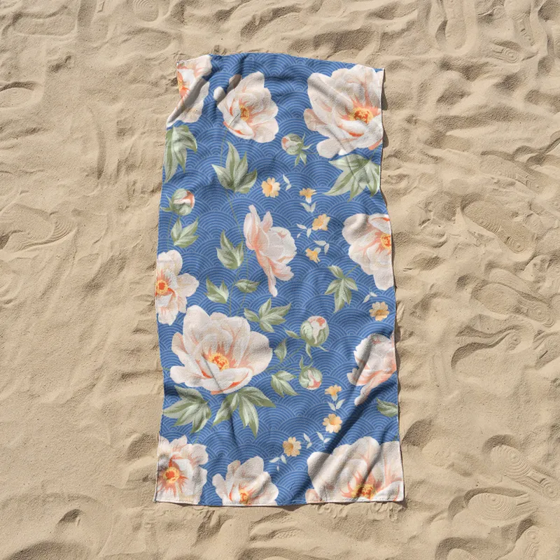 Tokyo-Tiger Flowers In The Waves Beach Towel Sale