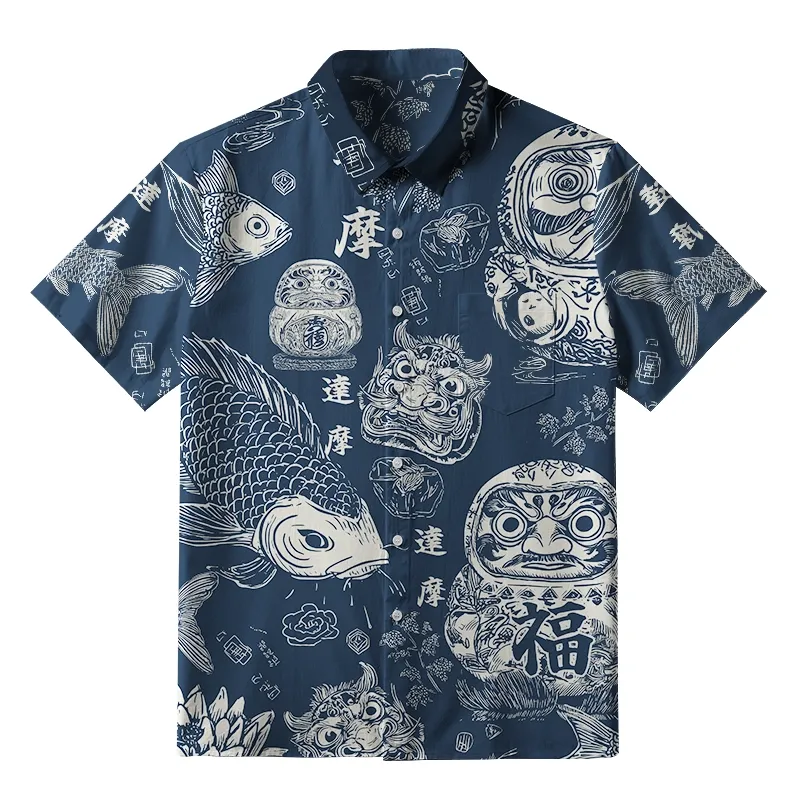 Tokyo-Tiger Daruma And Koi Button-up Shirt