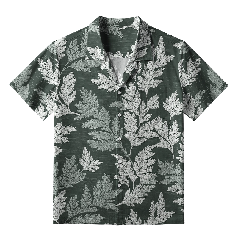 Tokyo-Tiger Vibrant Fern Silhouettes Aloha Hawaiian Shirt