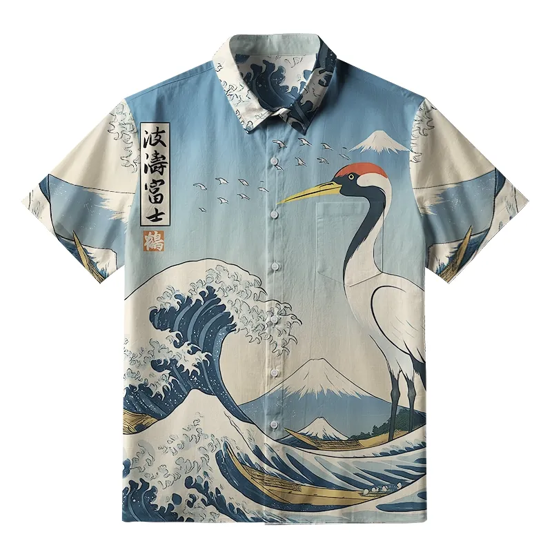 Tokyo-Tiger The Great Wave Off Crane Button-up Shirt