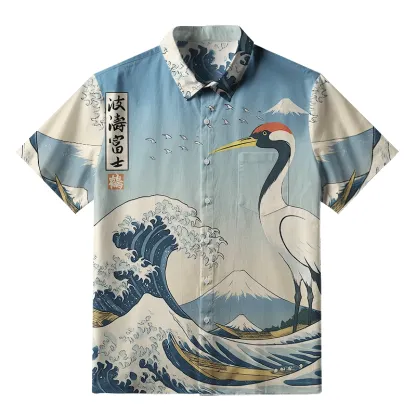 Tokyo-Tiger The Great Wave Off Crane Button-up Shirt