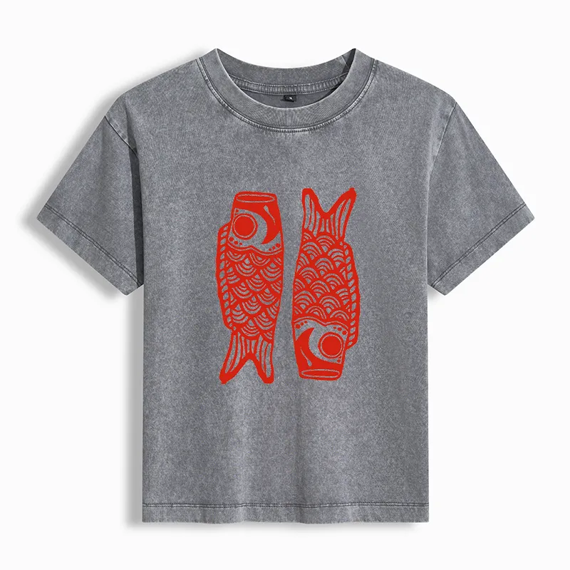 Tokyo-Tiger Retro Carp Streamer Women's Washed T-shirt