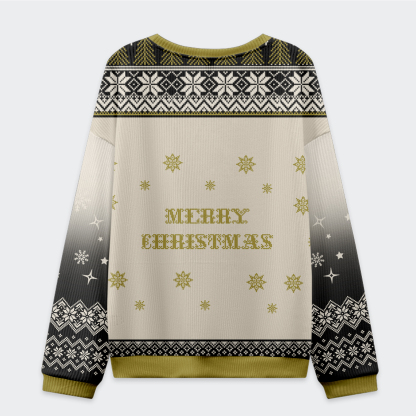 Tokyo-Tiger Black cat drinking tea Christmas Ugly Sweater