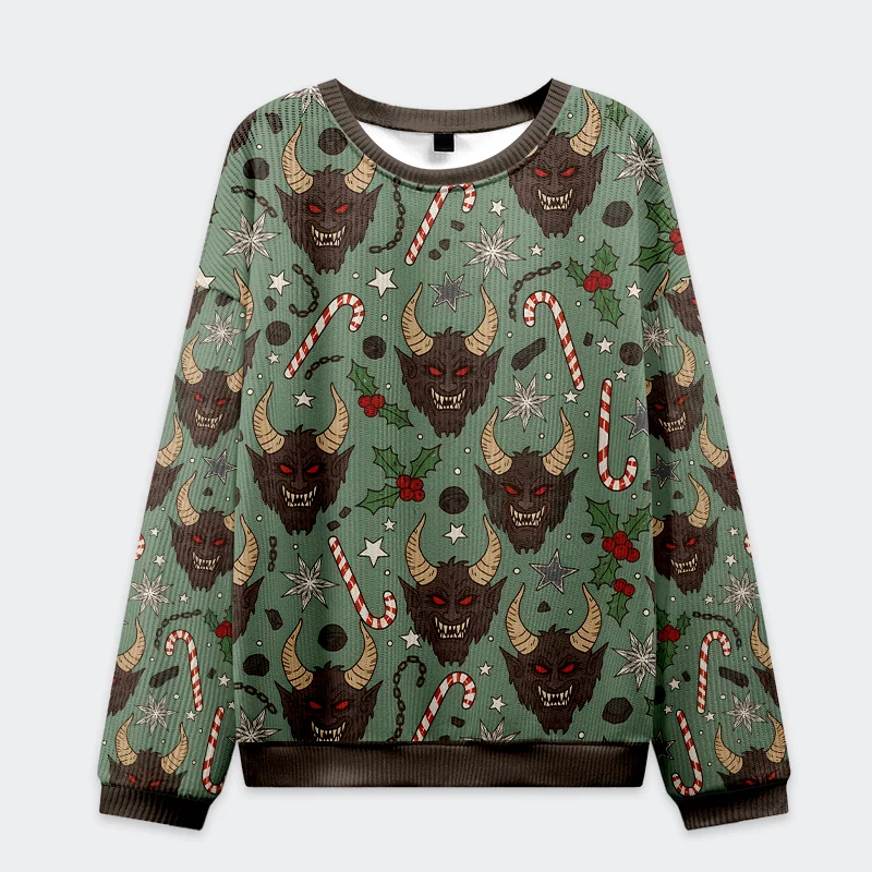 Tokyo-Tiger Krampus And Candy Cane Christmas Ugly Sweatshirt
