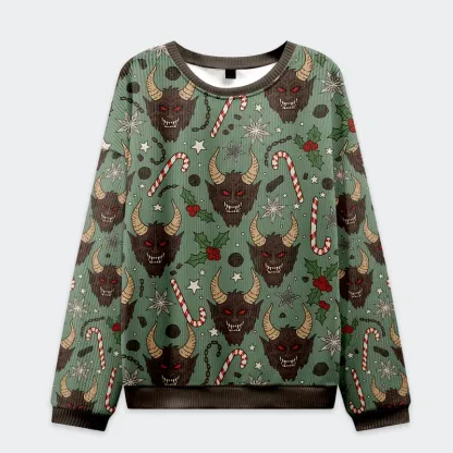Tokyo-Tiger Krampus And Candy Cane Christmas Ugly Sweatshirt
