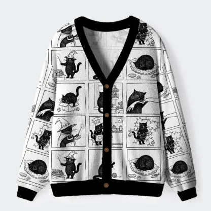 Tokyo-Tiger Black Cat Comics Ugly Cardigan Sweater