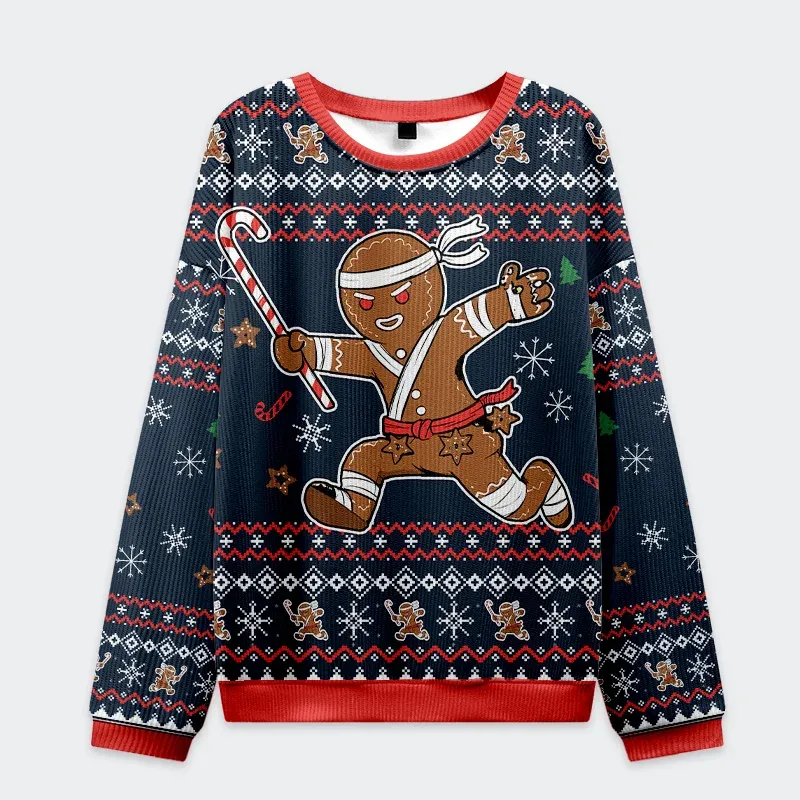 Tokyo-Tiger Gingerbread Man Japanese Samurai Christmas Ugly Sweatshirt