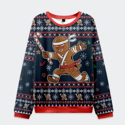 Tokyo-Tiger Gingerbread Man Japanese Samurai Christmas Ugly Sweatshirt