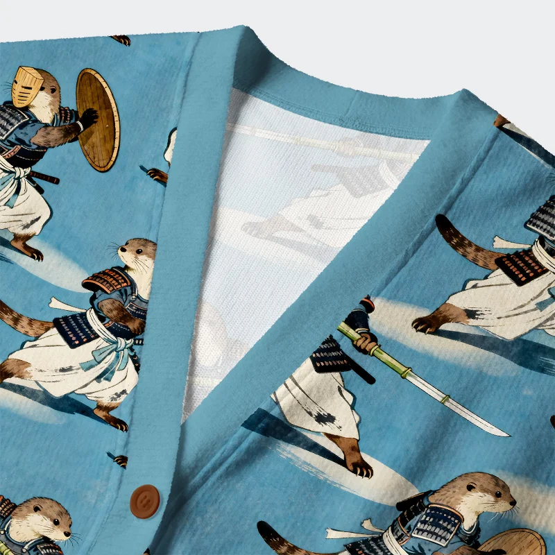 Tokyo-Tiger Otter Samurai Ugly Cardigan Sweater