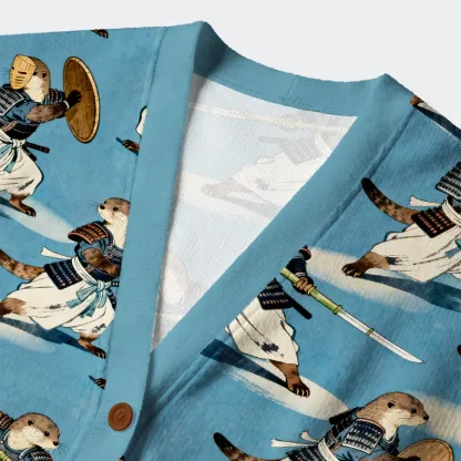 Tokyo-Tiger Otter Samurai Ugly Cardigan Sweater