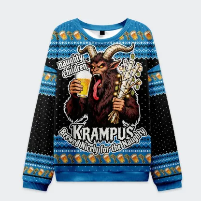 Tokyo-Tiger Krampus Drinking Beer Christmas Ugly Sweatshirt