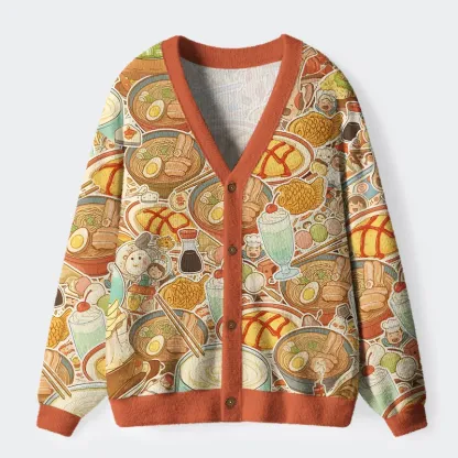 Tokyo-Tiger Delicious Japanese Food Ugly Cardigan Sweater