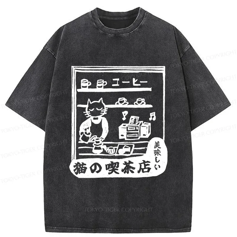 Tokyo-Tiger Cat's Teahouse Washed T-Shirt