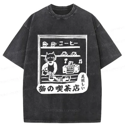 Tokyo-Tiger Cat's Teahouse Washed T-Shirt