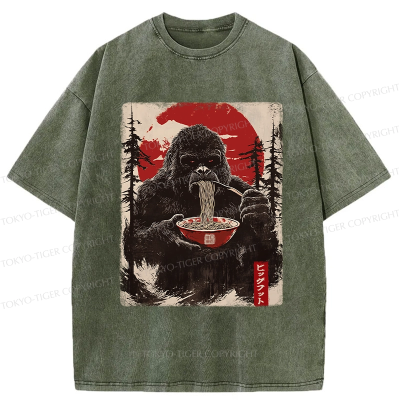 Tokyo-Tiger Ramen Lover Bigfoot Washed T-Shirt