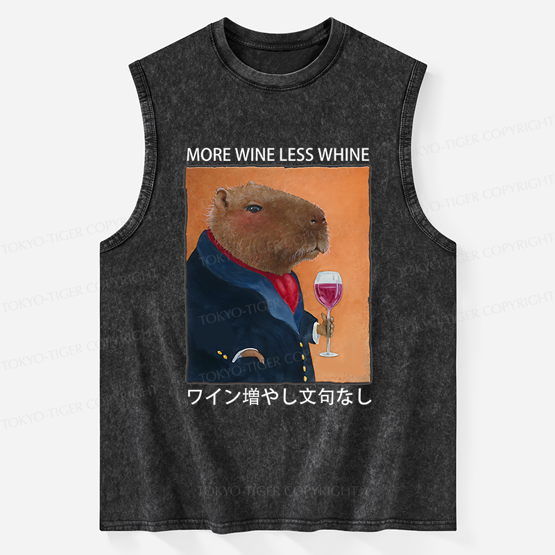 Tokyo-Tiger Capybara More Wine Less Whine Washed Tank