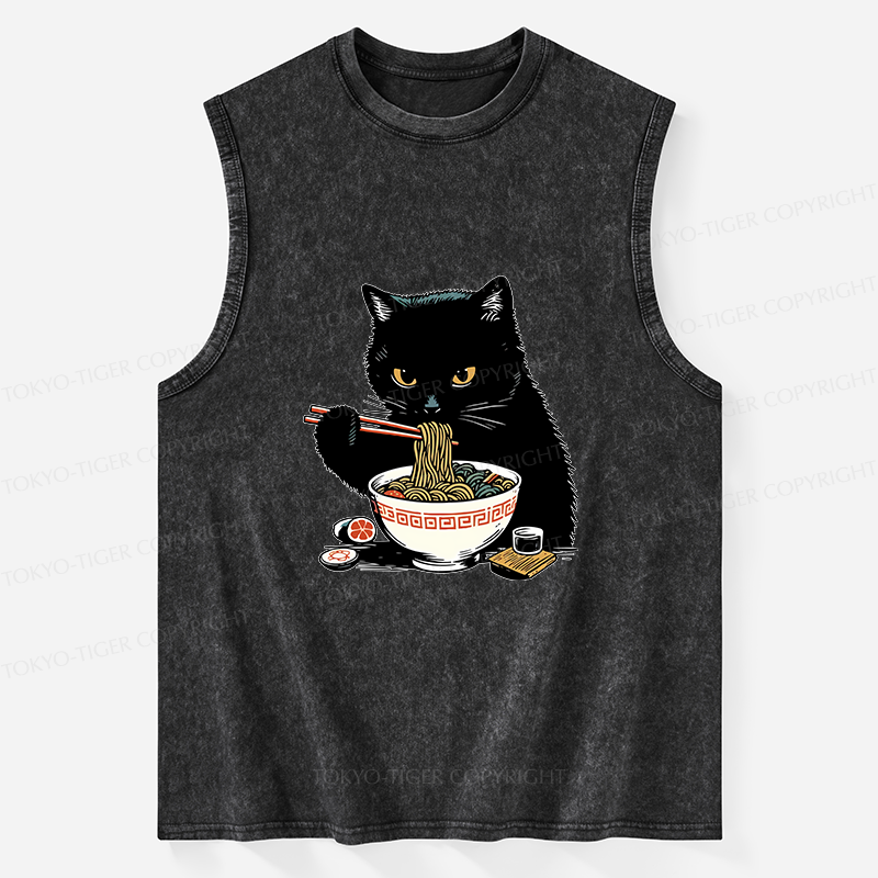 Tokyo-Tiger Cat Eating Favorite Ramen Washed Tank