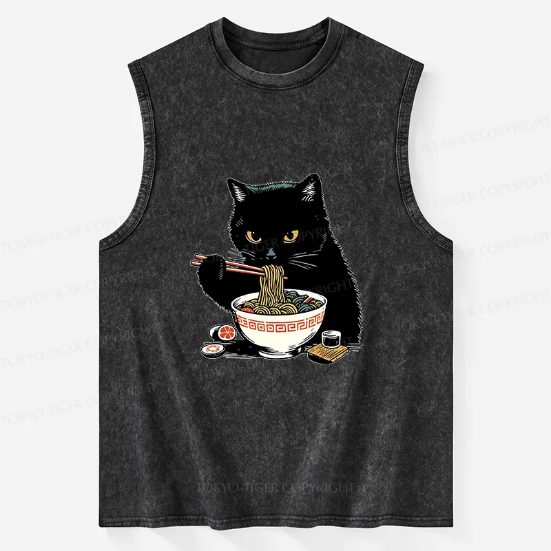 Tokyo-Tiger Cat Eating Favorite Ramen Washed Tank