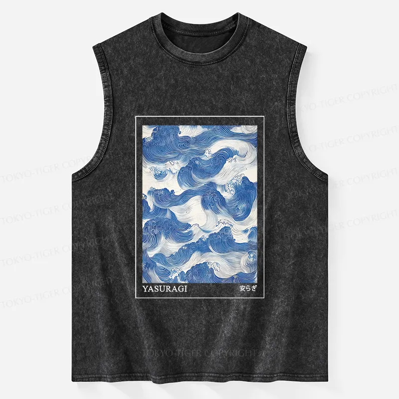 Tokyo-Tiger Japanese Retro Art Wave Washed Tank