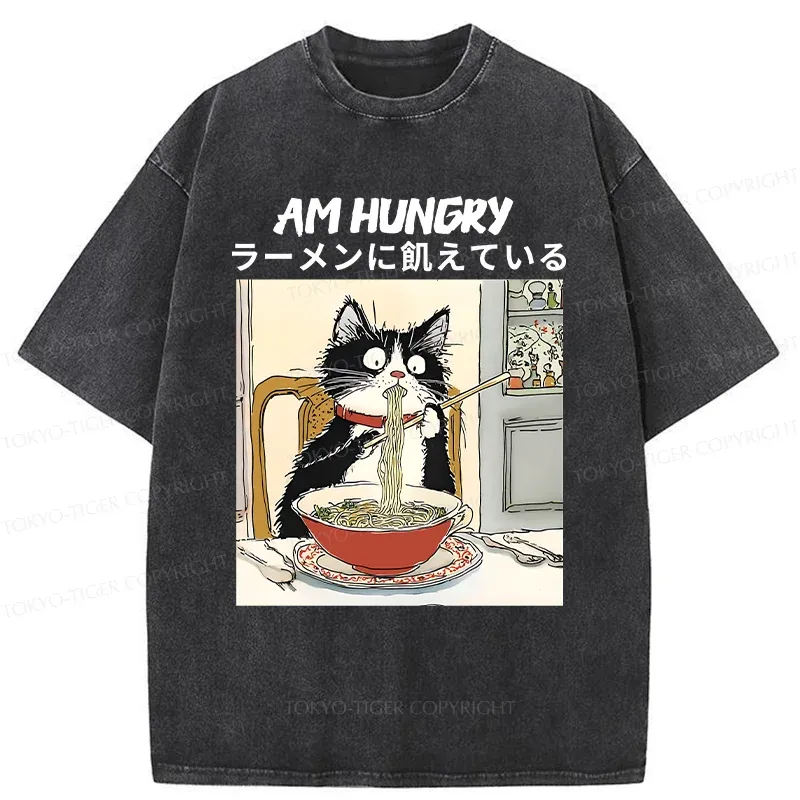 Tokyo-Tiger Hungry Cat Washed T-Shirt