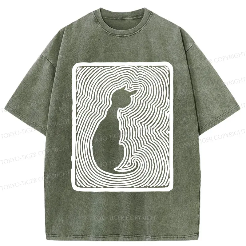 Tokyo-Tiger Woodcut Kitten Washed T-Shirt