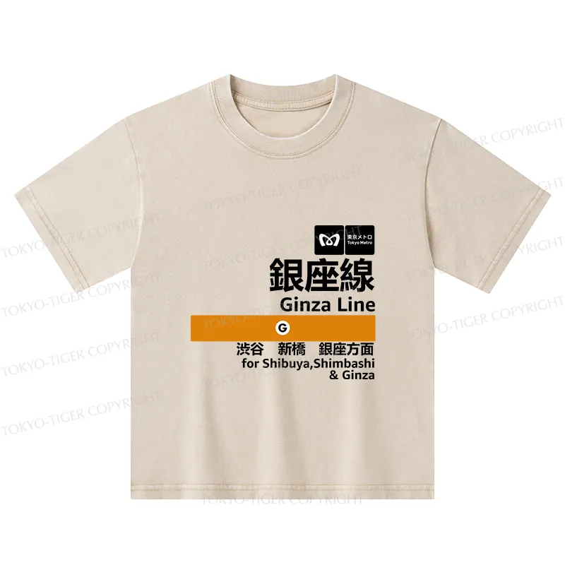 Tokyo-Tiger Ginza Line Japan Kids Washed T-Shirt