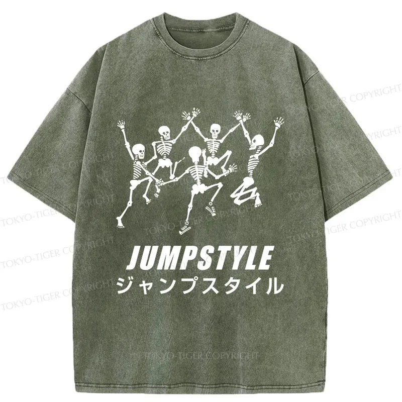 Tokyo-Tiger Skeleton Dancing Washed T-Shirt