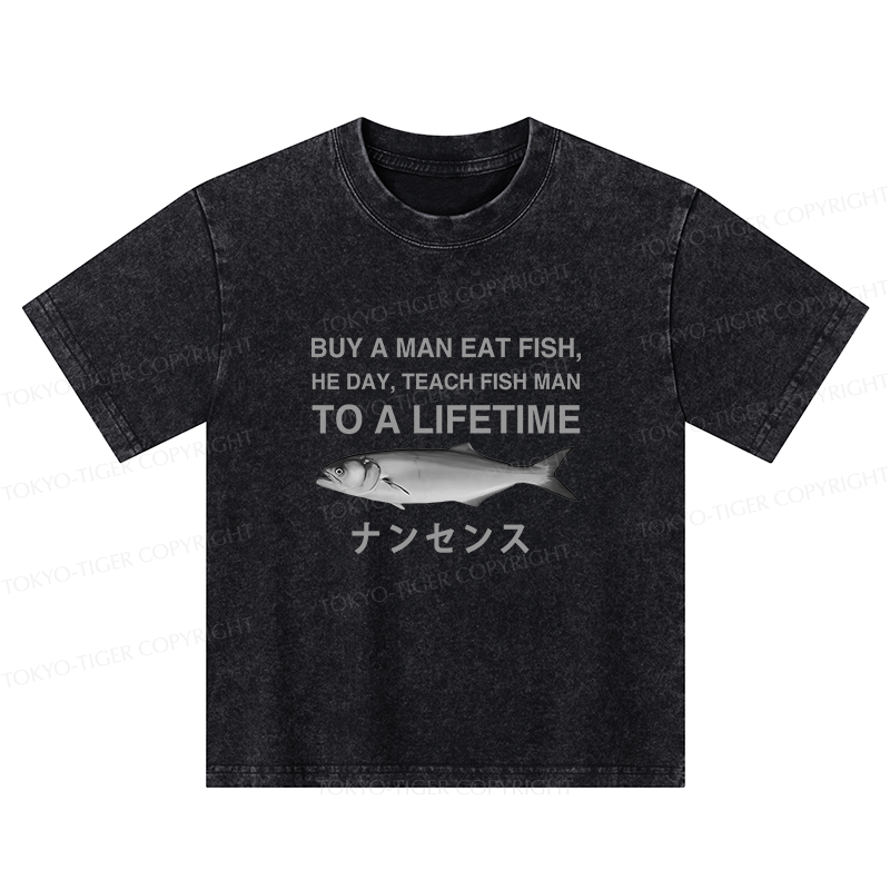 Tokyo-Tiger Funny To A Lifetime Kids Washed T-Shirt