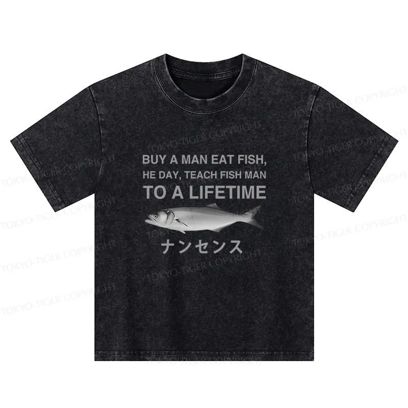 Tokyo-Tiger Funny To A Lifetime Kids Washed T-Shirt