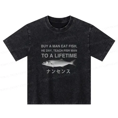 Tokyo-Tiger Funny To A Lifetime Kids Washed T-Shirt
