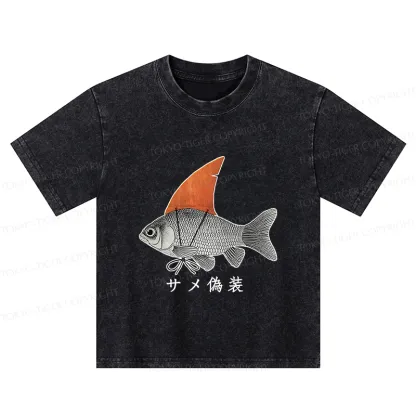 Tokyo-Tiger Fish Disguise Kids Washed T-Shirt