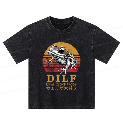 Tokyo-Tiger Funny Frog Lover Kids Washed T-Shirt