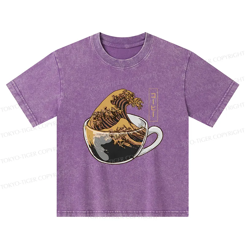Tokyo-Tiger Coffee Wave Kids Washed T-Shirt
